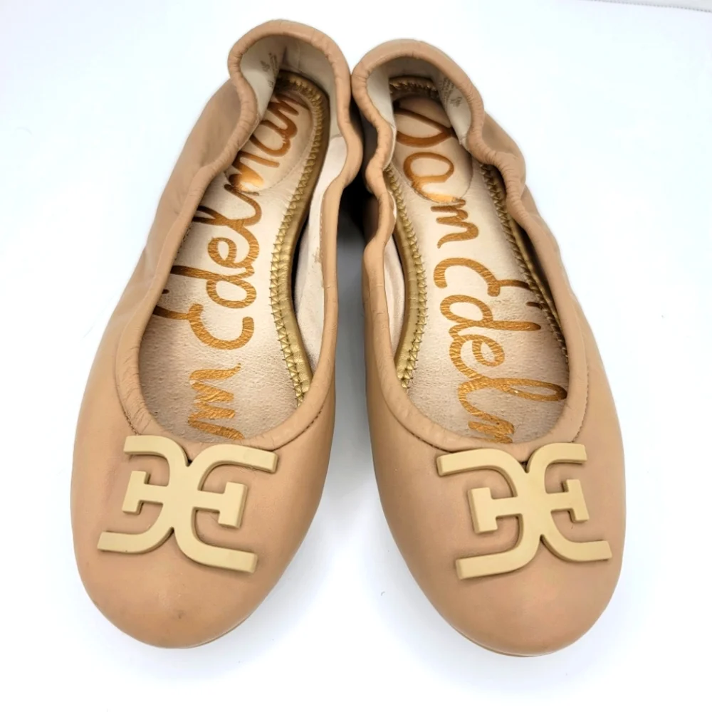 SAM EDELMAN Florence Ballet Flats in Nude Leather Size 8M - Picture 1 of 13